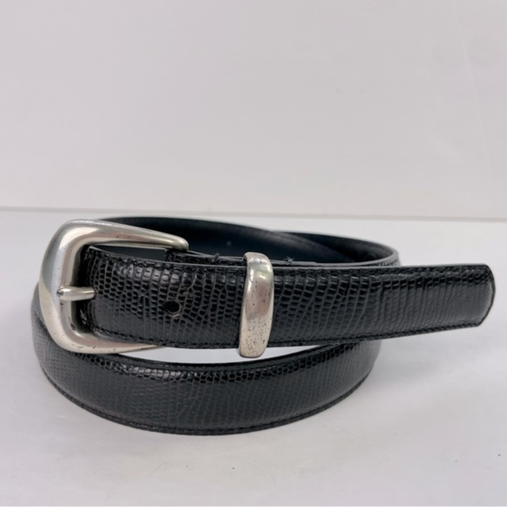 Black Leather Snakeskin‎ Belt